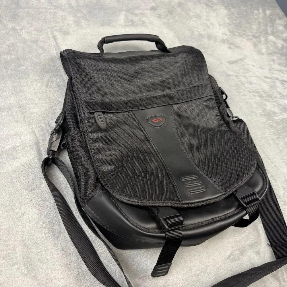 TUMI Black Ballistic Nylon Expandable Messenger Briefcase Shoulder Bag